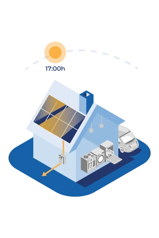 Placas solares a las 17:00 h