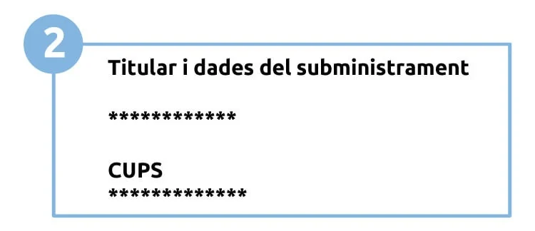 Apartado de titular y datos del suministro en una factura de Estabanell Energía