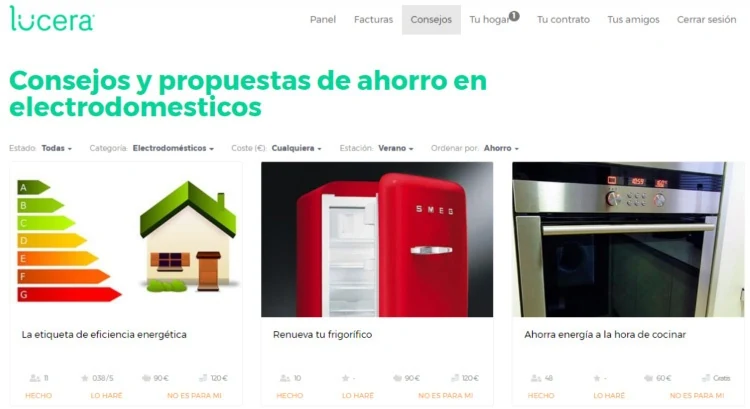 Consejos de ahorro en el área de clientes de Lucera