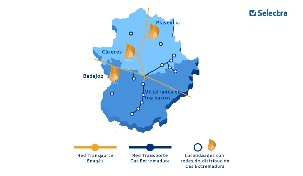 Evolución del número de clientes de Gas Extremadura en Cáceres y Badajoz