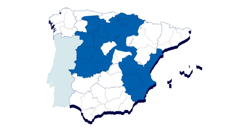 Mapa de la zona de distribución eléctrica de i-DE (Iberdrola) en España