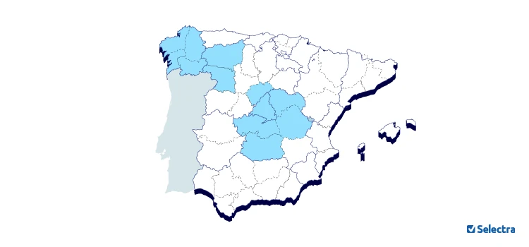 Mapa de la zona de distribución eléctrica de Unión Fenosa Distribución en España