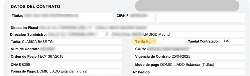 Factura gas empresas