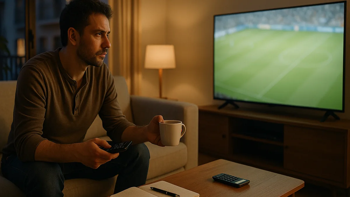 Una persona compara con calculadora y libreta qué paquete contratar para ver LaLiga