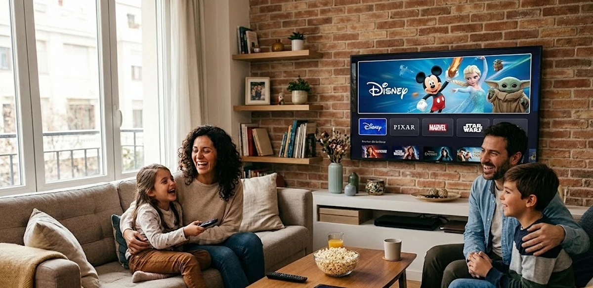 familia viendo disney