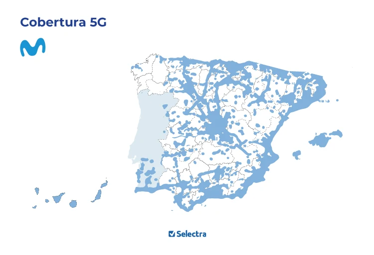 Mapa de la cobertura 5G de Movistar